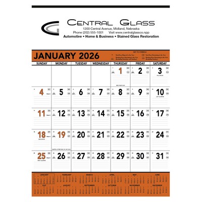 Triumph® Calendars Orange & Black Contractor Memo Calendar