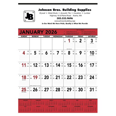 Triumph® Calendars Red & Black Contractor Memo Calendar